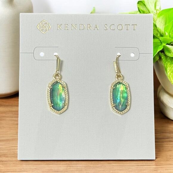 *SOLD* NWT! Kendra Scott Lee Gold Drop Earrings in Lilac Abalone - Picture 2 of 6